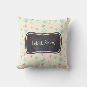 Coussin Laisser la neige rose et bleu Motif de Flocon de n