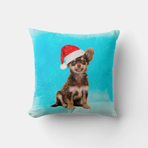 Coussin Laisser neiger Noël Chihuahua Chig porter le Casqu