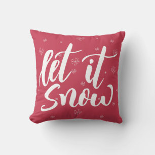 Coussin Laisser neiger rouge et blanc Snowflakes Calligrap