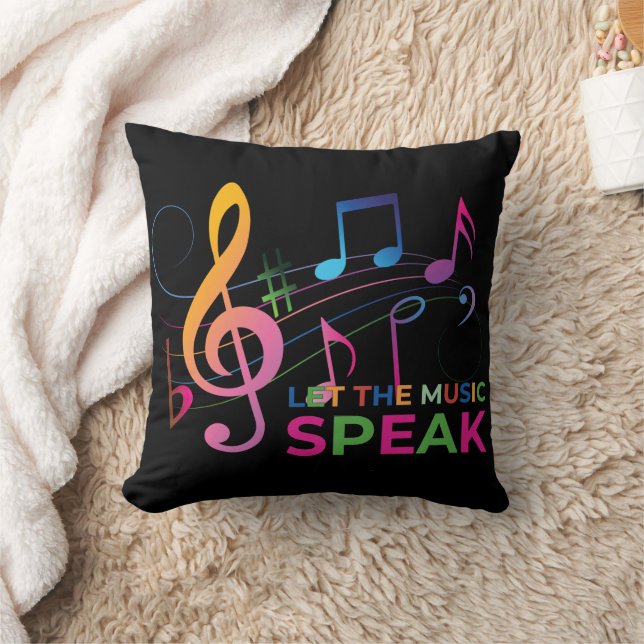 Coussin Laissez La Musique Parler, Notes Musicales (Couverture)