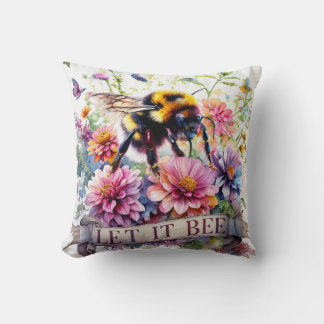 Coussin Laissez-le faire – Aquarelle Abeille Florale de Pr