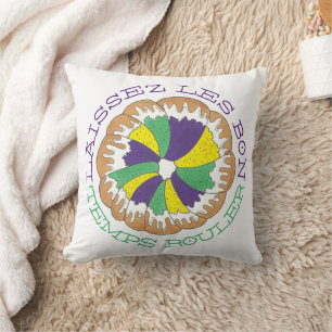 Coussin Laissez Les Bon Temps Rouler Mardi Gras King Cake