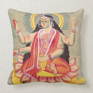 Coussin Laksmi se reposant sur un trône de lotus part,