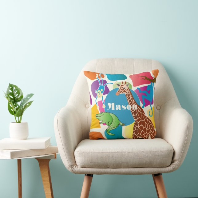 Coussin L'Alligator Personnalisé de Singe Giraffe de Cute  (Chaise)