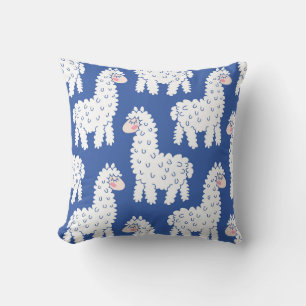 Coussin Lama alpaca, motif vintage