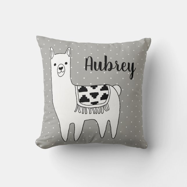 Coussin Lama aztèque noir et blanc à la mode moderne (Recto)