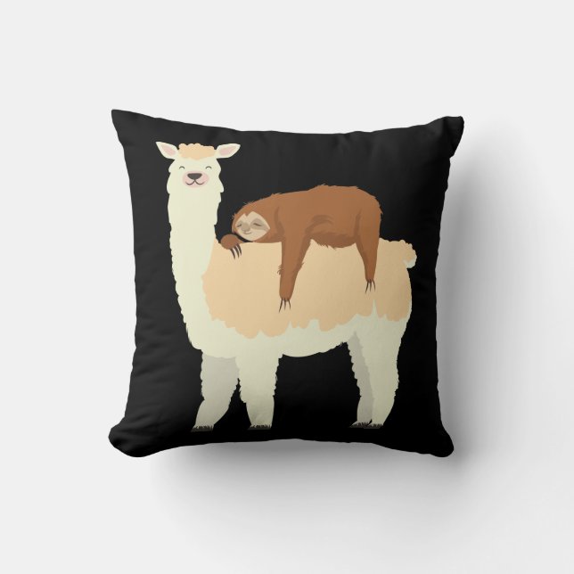 Coussin Lama mignon avec un cadeau de paresse de sommeil (Recto)