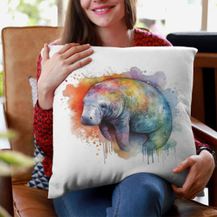 Coussin Lamantin de récif arc-en-ciel