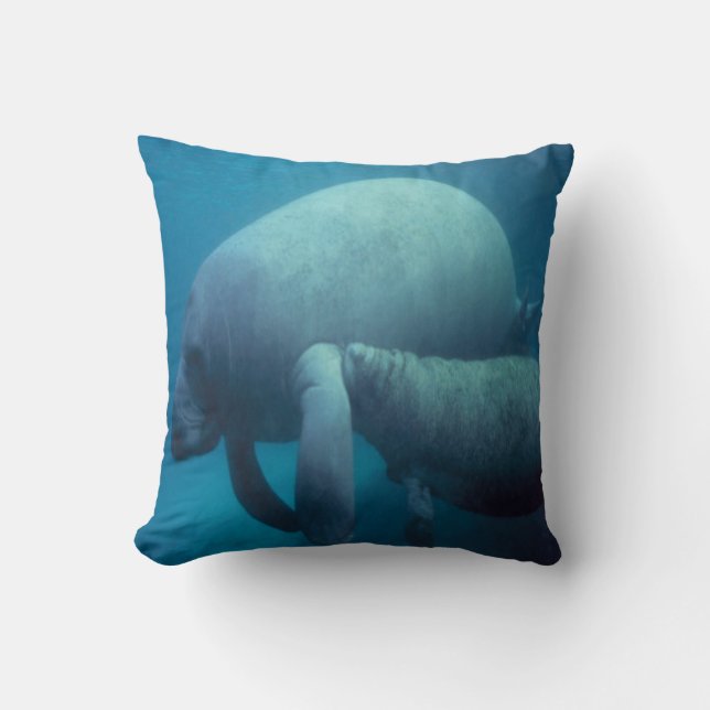 Coussin Lamantin-mère et veau de la VIE de MER (Recto)
