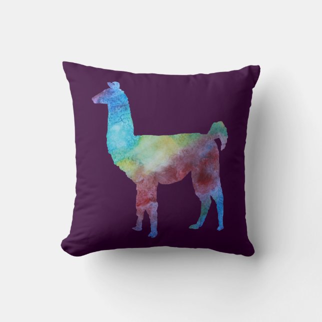 Coussin Lamas d'arc-en-ciel (Recto)