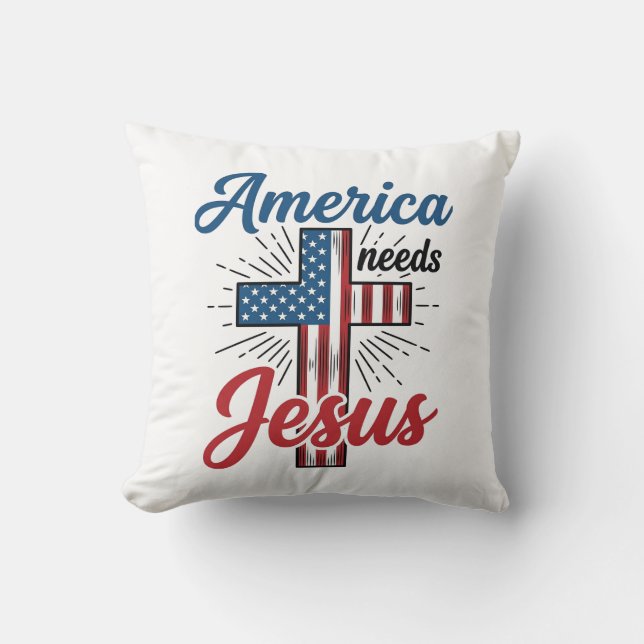 Coussin L'Amérique a besoin de Jésus conception de chemise (Recto)