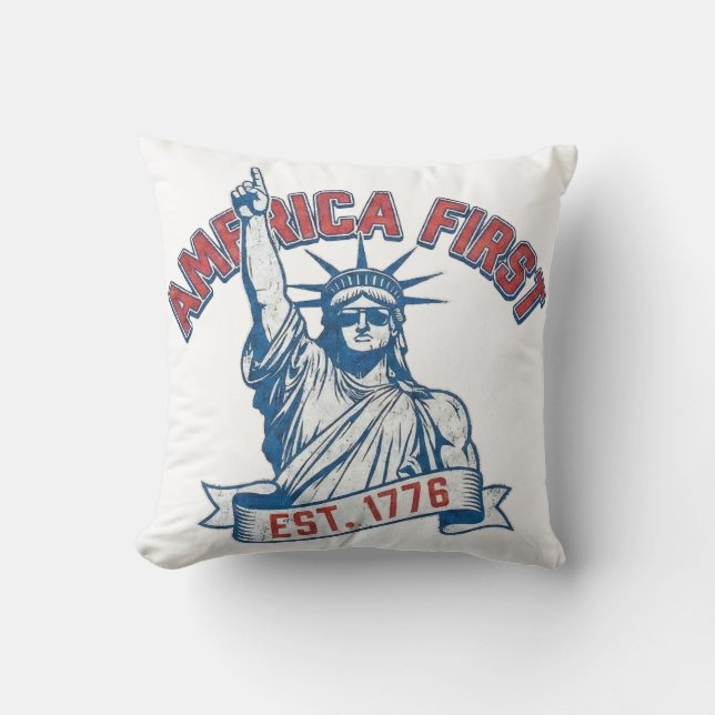 Coussin L'AMÉRIQUE D'ABORD - Fnd. 1776 (Recto)