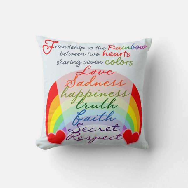 Coussin L'amitié est l'arc-en-ciel BFF indiquant la (Recto)