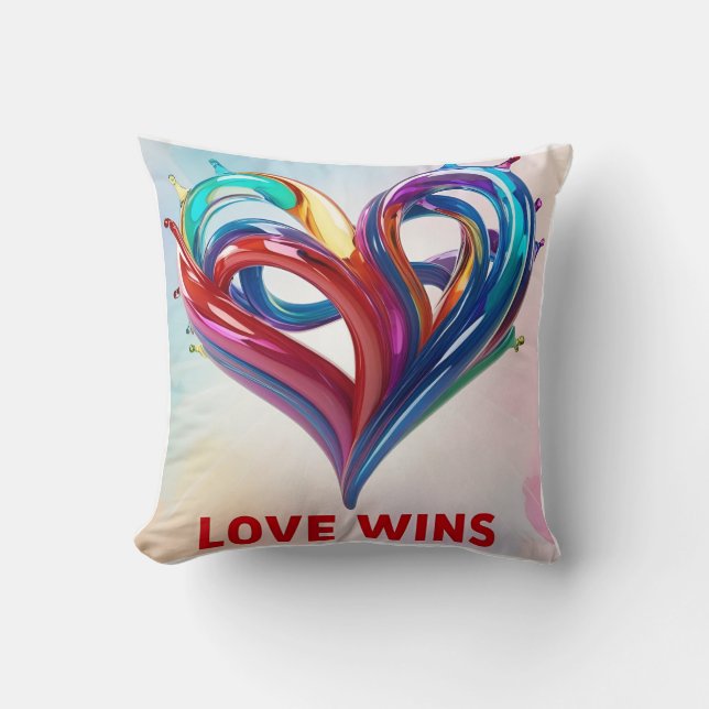 Coussin L'amour arc-en-ciel liquide gagne (Recto)