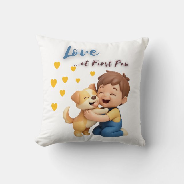 Coussin L'amour au premier coup de patte  (Recto)
