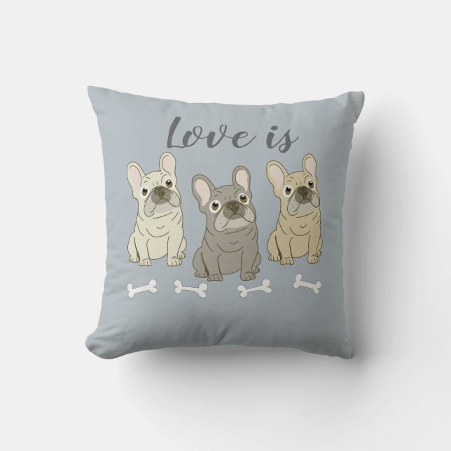 Coussin L'amour c'est Bouledogues Français (Recto)