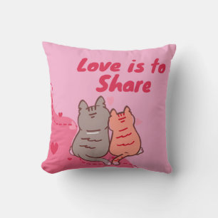 Coussin L'amour, c'est partager de mignons chats