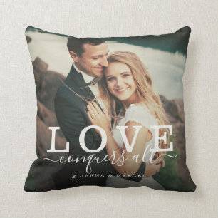 Coussin L'amour conquiert toute la photo moderne de script