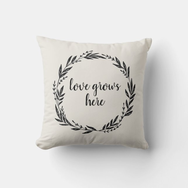 Coussin L'Amour Cultive Ici Wreath Farmhouse Jeter Oreille (Recto)