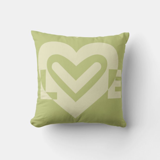 Coussin L'amour dans Sage Green (Recto)