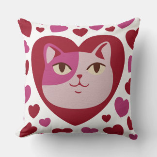 Coussin L'amour de chats et les coeurs lancent la concepti