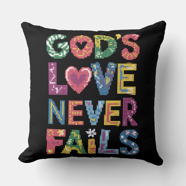 Coussin L'amour de Dieu ne faillit jamais Géométrique colo (Recto)