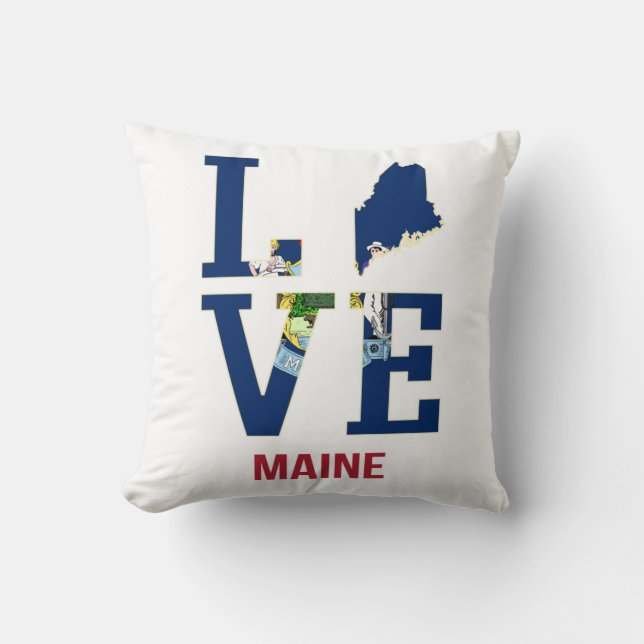 Coussin L'amour de l'État du Maine aux États-Unis (Recto)