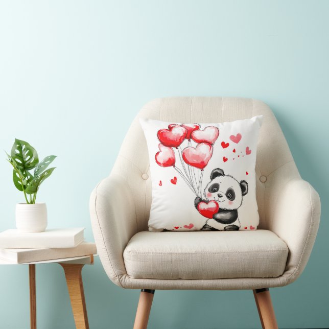 Coussin L'amour du Panda de ballon dans l'air (Chaise)