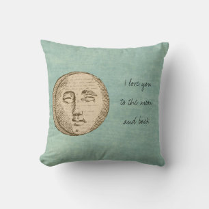 Coussin L'amour du visage de la Lune verte