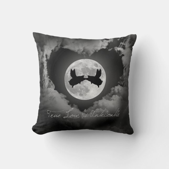 Coussin L'amour Embrasser-Vrai volant de porcs est (Recto)