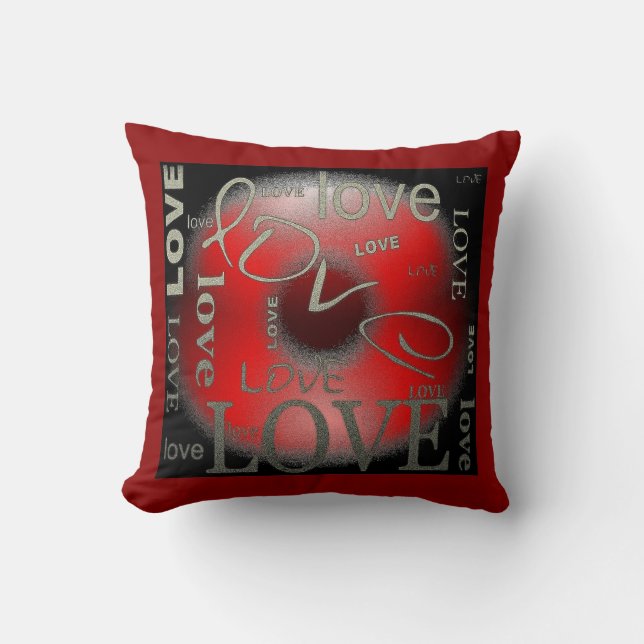 Coussin L'AMOUR en rouge et en noir (Recto)