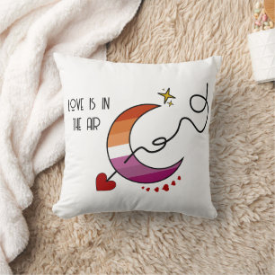 Coussin L'amour est dans l'air Drapeau lesbien du coucher