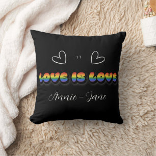 Coussin L'amour est l'amour arc-en-ciel LGBTQ