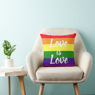 Coussin L'amour est l'amour écriture Rayure arc-en-ciel Fi