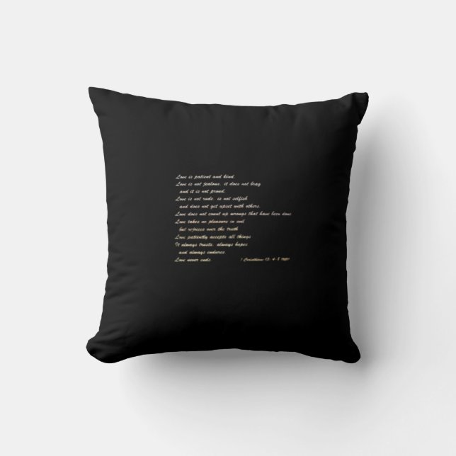 Coussin L'amour est patient, design inspirant simple (Recto)