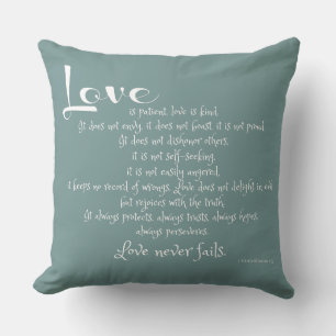 Coussin L'amour est patient (verset de l'écriture) blanc s