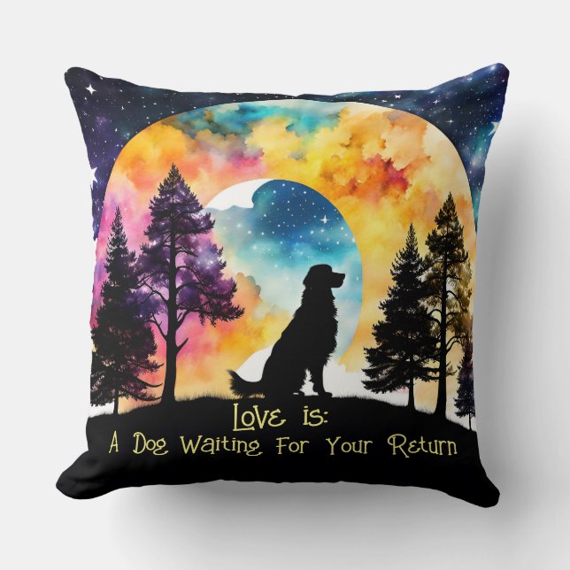 Coussin L'amour est un Golden Retriever à l'aquarelle (Recto)