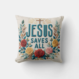 Coussin L'Amour Rédempteur de Jésus Christ JÉSUS SAUVE TOU