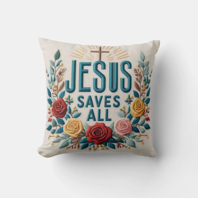 Coussin L'Amour Rédempteur de Jésus Christ JÉSUS SAUVE TOU (Recto)