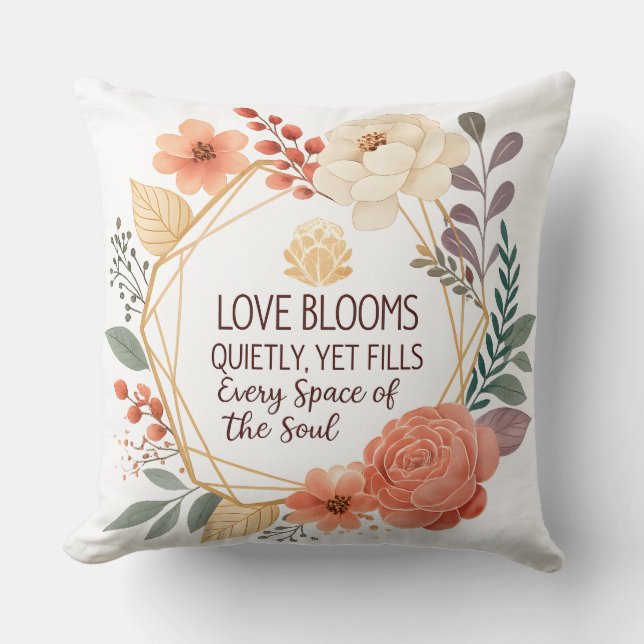 Coussin L'amour s'épanouit silencieusement – Aquarelle de  (Recto)