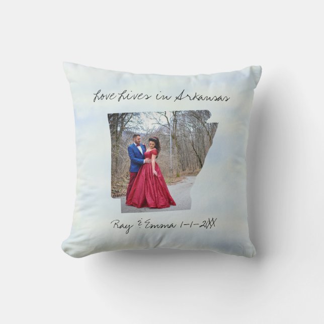 Coussin L'Amour Vit Dans L'Arkansas Photo Personnalisée Fa (Recto)