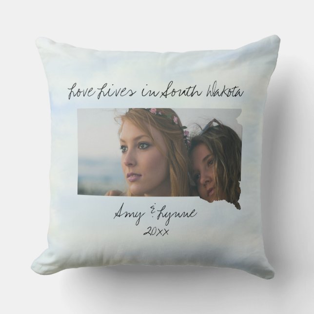 Coussin L'Amour Vit Dans L'État Du Dakota Du Sud (Recto)