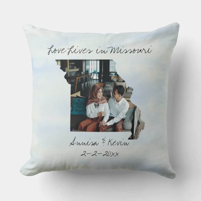 Coussin L'Amour Vit Dans L'État Du Missouri Photo En Forme (Recto)