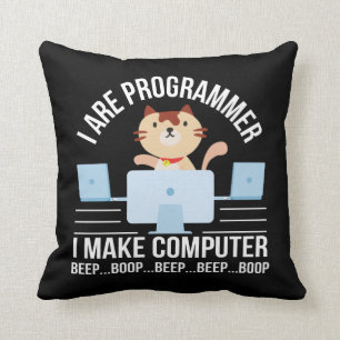 Coussin L'amoureux des chats de programmeur font le signal