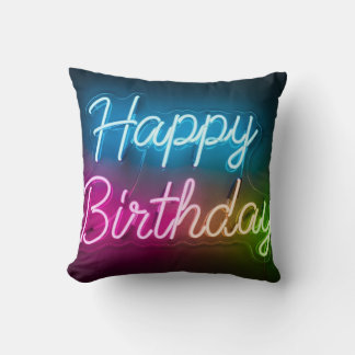 Coussin Lampe néon Joyeux Anniversaire