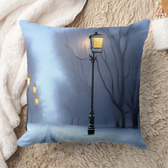Coussin Lampes De Rue Fluant En Hiver Pays Des Merveilles (Couverture)