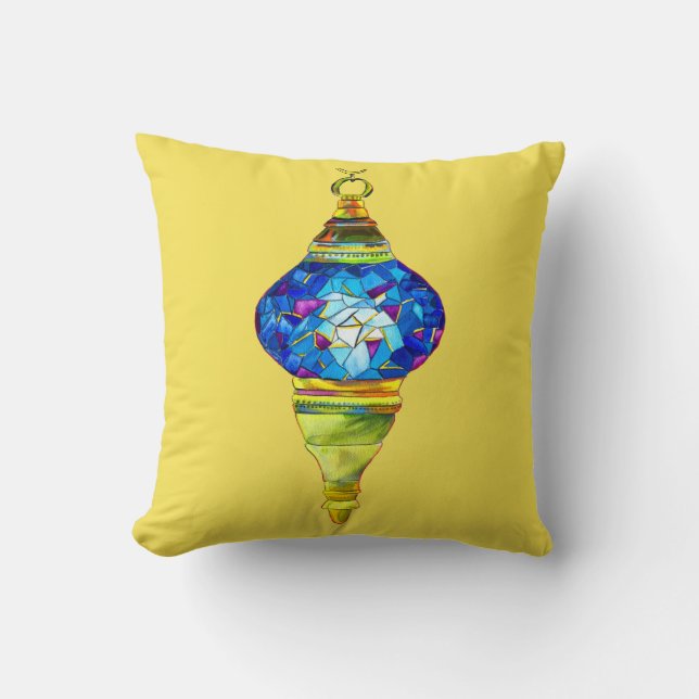 Coussin Lampes turques mosaïque art aquarelle (Recto)