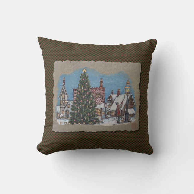Coussin Lamplighter de village de Noël (Recto)