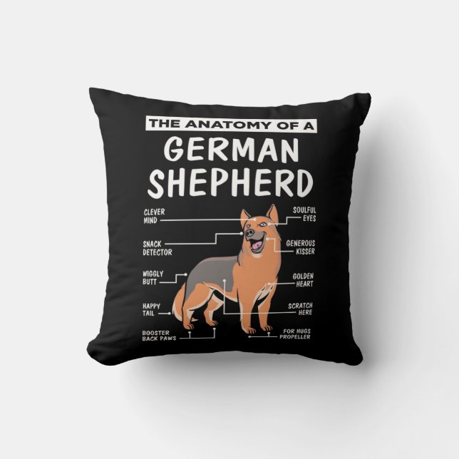 Coussin L'Anatomie D'Un Berger Allemand (Recto)