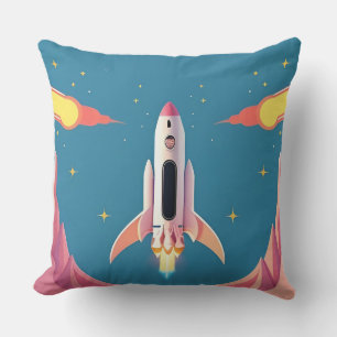 Coussin Lancement de fusée coloré dans un dessin animé vib